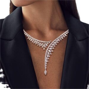 Diamond leaf necklace