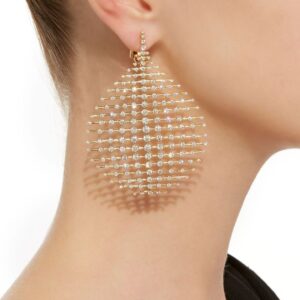 3D Diamond Drop Earrings in 22k Gold