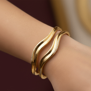 Matsya Sculptural Wave Gold Bangle