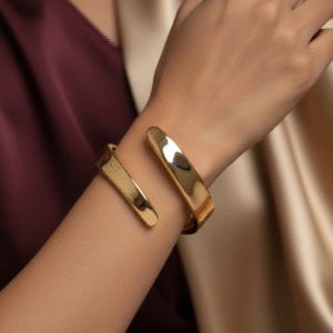 Matsya "Contour" Asymmetrical Open Gold Bangle